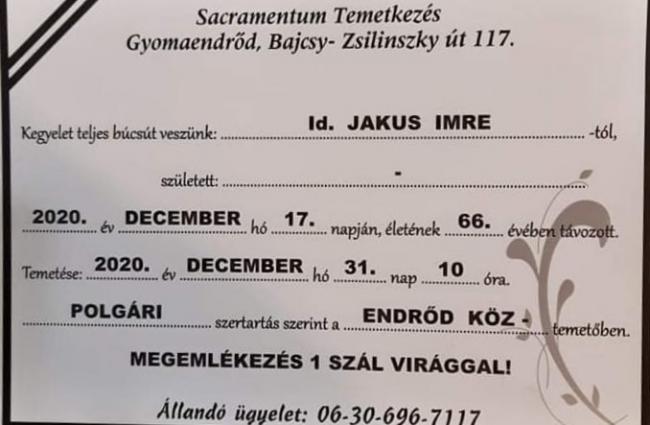 Gyászjelentés